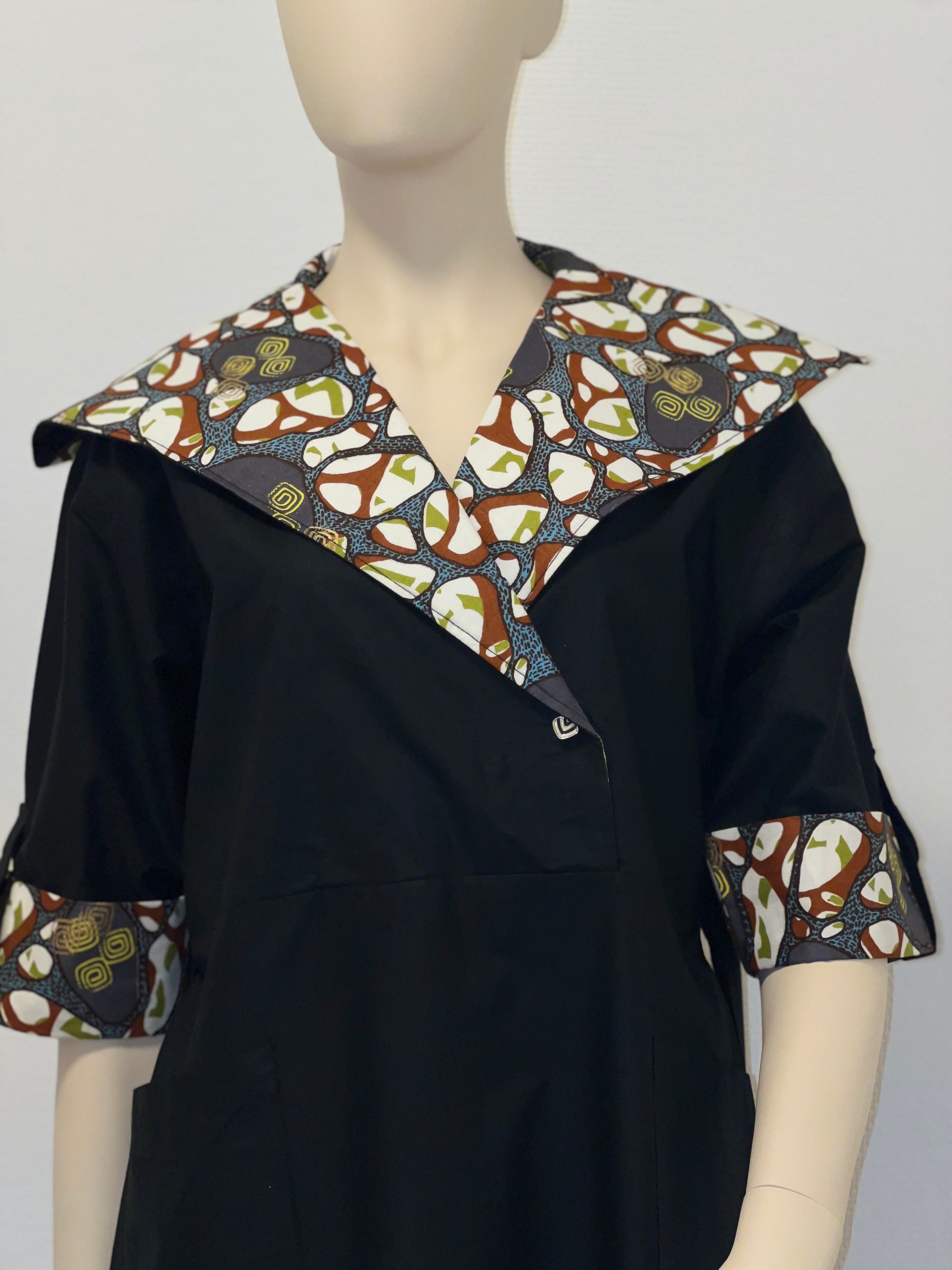 Soignée Mixed-Media Lapel Dress