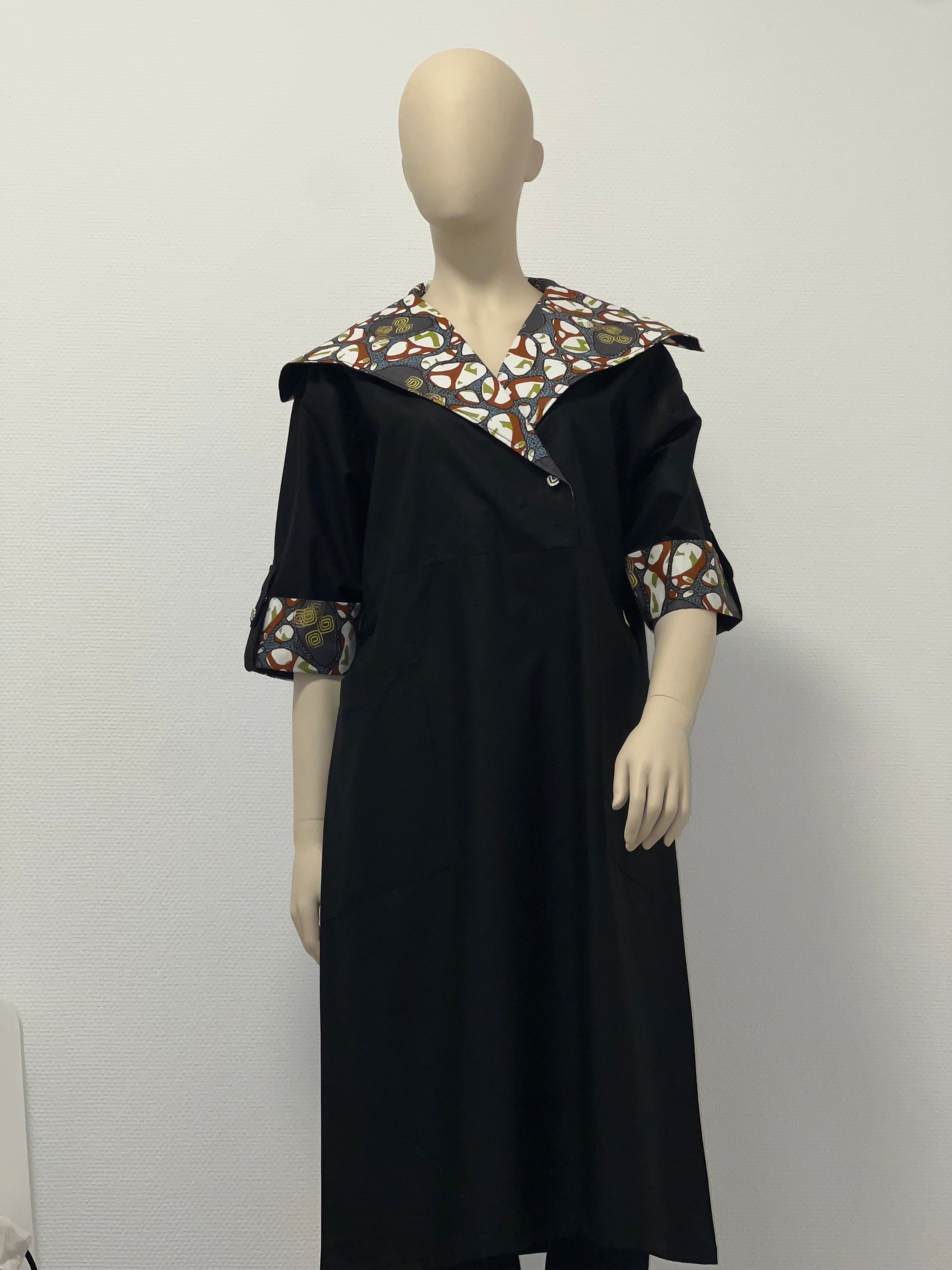 Soignée Mixed-Media Lapel Dress