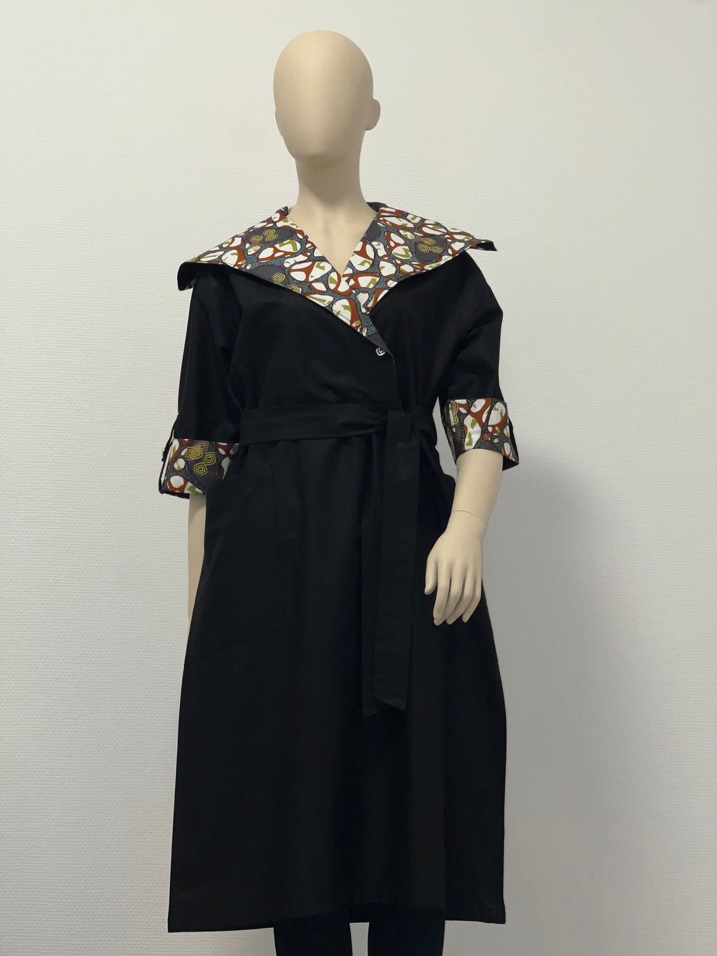 Soignée Mixed-Media Lapel Dress