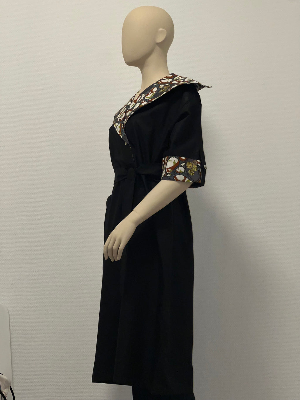 Soignée Mixed-Media Lapel Dress